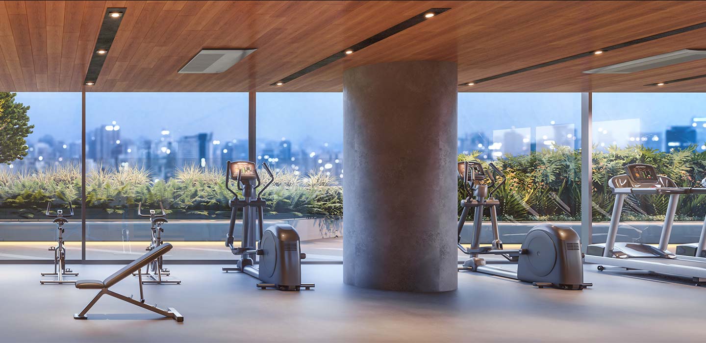 Área Fitness White 2880 - Perspectiva ilustrada